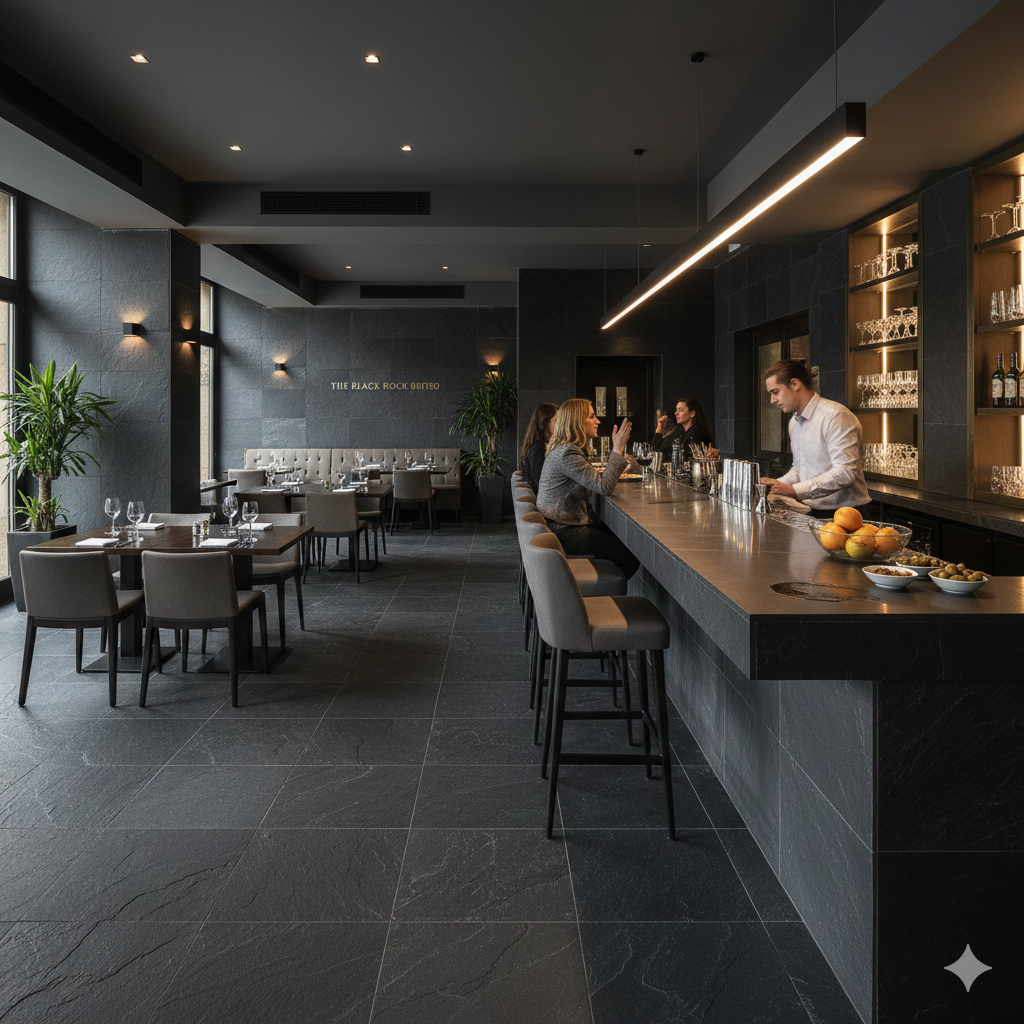 The Versatile Elegance of VALONGO BLACK™ Slate: From High-Traffic Hospitality to Sterile Labs